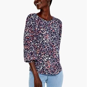 New Nic + Zoe Glowing Sunset Knit Top in Indigo Multi Women's Size XS